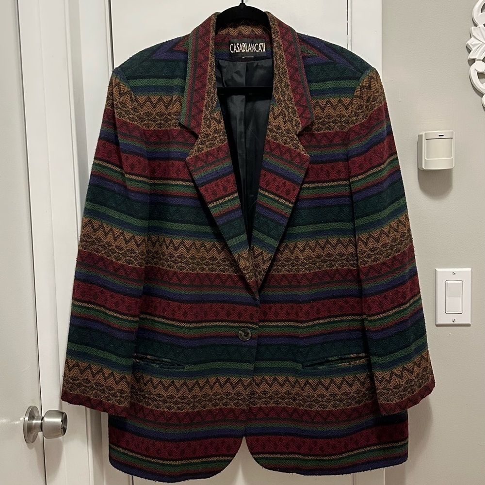 Vintage Casablanca II Aztec Southwestern Blazer Jacket Womens 18/20 Wool Blend